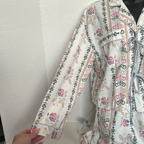 BOHO Floral Print Tie front Set size large - Picture 6 of 16